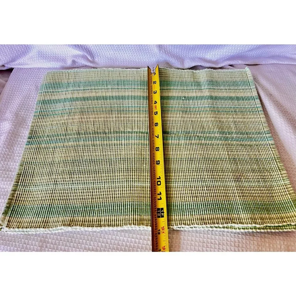 Vintage Martha Stewart Set of 4 Placemats Cotton Woven Green Ribbed Stripes